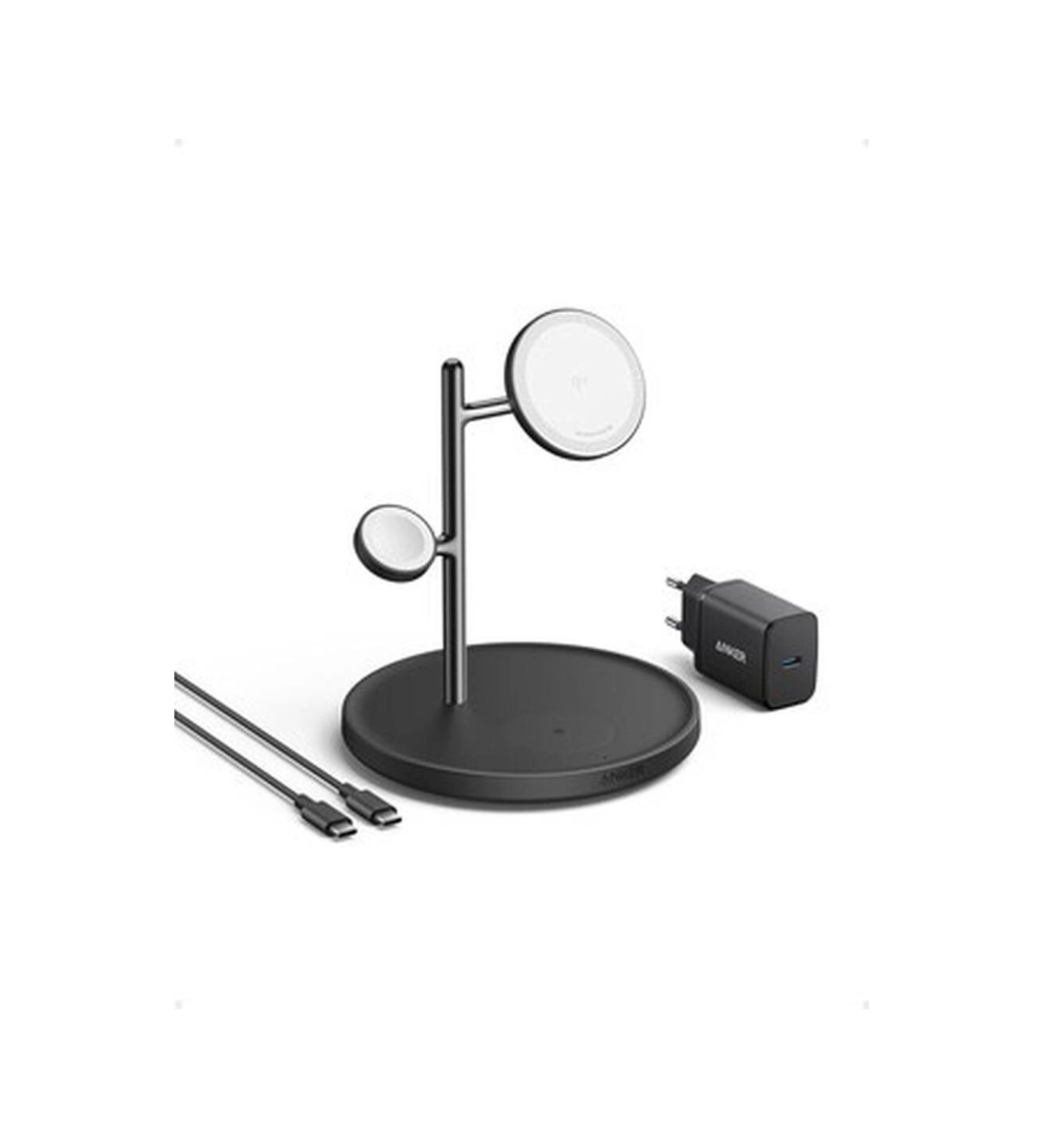 3'ü 1 Arada Şarj Istasyonu, Qi2 Sertifikalı 15w Magsafe Uyumlu Kablosuz Şarj Standı, Apple Watch, İphone 15/14 Için, Airpods, Apple Watch 9 40w Usb-c Şarj Cihazı Dahil , Siyah-18599