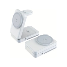 Boatshop1 Beyaz 3ü 1 Arada Katlanabilir Kablosuz Sarj Standi Magsafe Tasinabilir Seyahat Sarj Istasyonu İphone Uyumlu 16 15 14  Watch