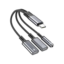 Microcase 60w 3in1 Alüminyum Gövde Usb-c Adaptör Type-c To Type-c Şarj Ve 3.5 Mm Jak Ve Dac Destekli Kablo Al5418