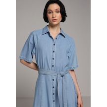Colin's Colins Regular Fit Düz Kadın Light İndigo Denim Kısa Kol Elbise Cl1081408 Q1.v1 Dn45045