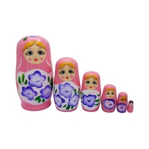 Ahşap Matruşka Bebek Altılı Set Açık Pembe No.2