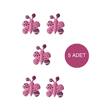 5 Adet Pembe Kelebek Çocuk Odası Mobilya Kulbu Seti - Tek Vidalı Dolap ve Çekmece Kulpları Pembe