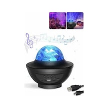 Masa Ve Gece Lambası Renkli Projektör Işıklı Disko Topu Bluetooth Hoparlör Beyaz