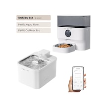 Petfit Aqua Flow Wifi Akıllı Bataryalı Otomatik Kedi Köpek Su Pınarı Çeşmesi Şelalesi+petfit Catmax Pro 5l Wi-fi Kameralı Akıllı Otomatik Mama Kabı Besleme Ünitesi Bundle