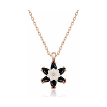 Gümüş Siyah Lotus Çiçeği Kolye (510932999)