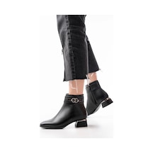 Rm-502 Siyah Toka Aksesuarlı Topuklu Fermuarlı Günlük Kadın Bot Siyah