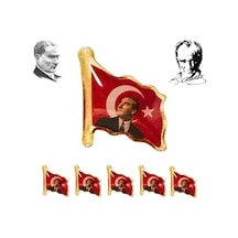 Türk Bayrağı Atatürk Yaka Rozeti Metal Rozet Klipsli 5 Adet Dalgalanan Türk Bayrağı Atatürk Rozeti Diğer