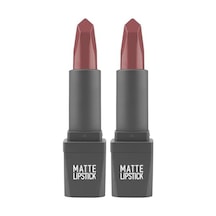 Yoğun Renk Veren Uzun Süre Kalıcı Nemlendirici Kadifemsi Mat Ruj - Lipstick 408 Spicy Rose 2 Paketi Abanoz