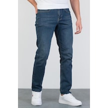 HLT Jeans Erkek Okyanus Mavisi Yıkamalı Regular Fit Boru Paça Likralı Jean Kot Pantolon Josef Mavi
