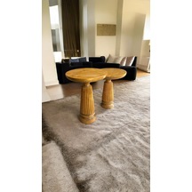 Wood Ahşap 2'li Set Konik Model Mantar Yan Sehpa Modern Meşe Renk