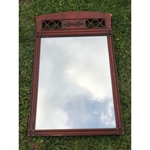 Vintage Kahverengi Oyma Desenli Çerçeveli Ayna 57x96,5 cm - Dekor Kahverengi