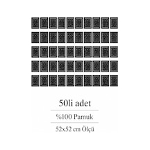 Herşeynota 50'li Siyah Desenli Fular Bandana Seti 52x52 Cm %100 Pamuk Kare Çok Amaçlı Çok Renkli