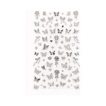 Silver Butterfly & Rose Nail Art Sticker Sw-cs083