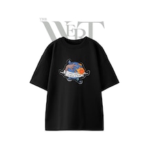 Thewert Game Master Tasarım Baskılı Ünisex Siyah Oversize T-shirt