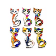 2 Adet Buzdolabı Süsü Kedi Tasarımlı İstanbul Temalı Magnet, Fridge Magnet, Dekoratif Tasarım 14 7 Cm