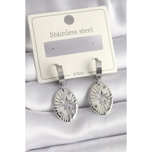 316l Çelik Gümüş Renk Kutup Yıldızı İşleme Kadın Küpe Çok Renkli