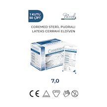 Coremed Steril Cerrahi Lateks Pudralı Eldiven 7 Beden 50 Çift