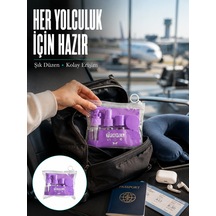 Taşınabilir 5 Li Seyahat Banyo Seti Şampuanlık Sprey Krem Kutusu Yeni Nesil - Lisinya Mor