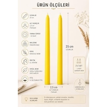 2 Li Sarı Şamdan Mum Seti 25 Cm Dekoratif İnce Şamdan Mum, Kokusuz Parafin Wax,%100 Pamuk Fitil, El Döküm, Uzun Süre Yanma 10 Saat , Şık Sofra, Davet, Nişan, Düğün Ve Ev Dekorasyonu İçin Zarif 50 x 22