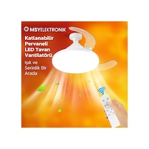 Katlanabilir Led Tavan Vantilatörü Sessiz, Akıllı Ve Kumandalı Aydınlatma 22.5'' Beyaz - 731575925