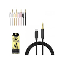 Type-C To 3.5 Mm Konektör Örgülü Aux Ses Kablosu 1 Metre Pl-8858