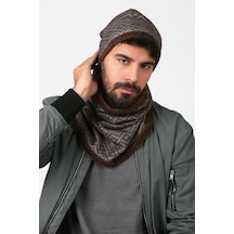 Kahverengi Erkek Bere Ve Boyunluk 2li Set Takım Bb-103