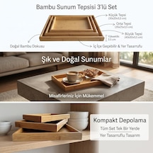 Doğal Bambu Sunum Tepsisi Seti, İç İçe Geçebilir Dikdörtgen Servis Tepsisi, 3'lü Set, 40x30, 35