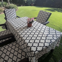 Sandalye Minderi Ve Masa Örtüsü Fermuarlı Lastikli 4'lü 4 Cm Sünger Alt 42x42 Sırt 42x42 Siyah-beyaz Beyaz - Siyah