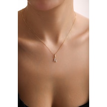Taşlı N Harf Kilitli Charm Kolye Ucu