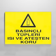 Basınçlı Tüpleri Isı Ve Ateşten Koru Uyarı Levhası 70x100cm