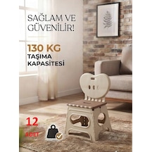 12 Adet Lüks Sağlam Dayanıklı Kullanışlı Şık Katlanır Tabure Ma115 Bej 12 Adet