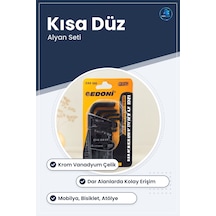 Alyan Anahtar Seti Kısa Düz Siyah Krom Vanadyum Çelik Mobilya Bis