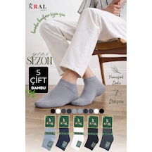 Kral Socks Erkek Bambu Patik Düz Desen 5 Çift Dikişsiz Çorap