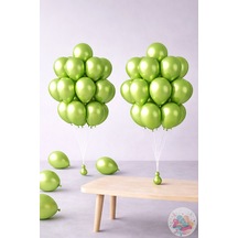 Metalik Antep Fıstığı Balon 20 Adet 11" 28cm Parti Ve Doğum Günü Balonu Antep Fıstığı Yeşil