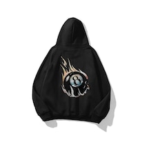 Tarzsokak Unisex 8ball Fire Sweatshirt Hoodie Siyah