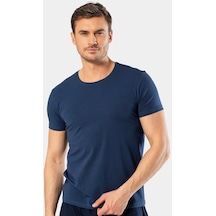 Cacharel Erkek Bisiklet Yaka Likralı T-shirt 1331/indigo 001