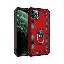 Apple iPhone Uyumlu  11 Pro Uyumlu Kılıf Sofya Yüzüklü Silikon Kapak - Kırmızı