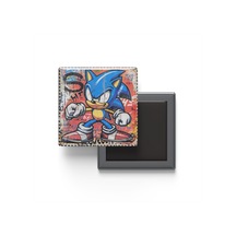 Sonic The Hedgehog - Baskılı Buzdolap Magneti Kare - 9x9 Cm