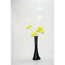 Uzun 60 Cm Siyah Desenli Vazo Sarı 5 Adet Ortanca