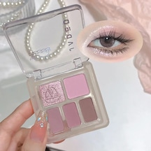 5 Renk Parlak Gümüş Gri Siyah Göz Farı Paleti Su Geçirmez Kolay Boyama Süt Taro 03 C01