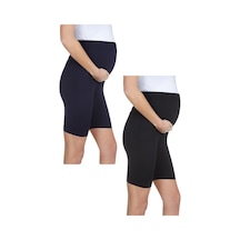 Luvmabelly Myra8028 8028 Beli Lastikli Hamile Şort Seti-lacivert - Siyah