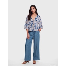 Lcw Jeans İndigo Beli Lastikli Wideleg Fit Kadın Jean Pantolon