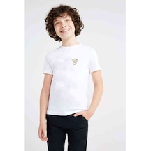 Şaşkın Baykuş Göğüs Baskılı Unisex Çocuk Beyaz T-Shirt