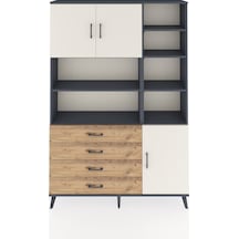 Arges Dolap 9 Raflı 4 Çekmeceli 3 Kapaklı 132x30x195 Antrasit-aytaşı/çam Aytası/atlas Çam