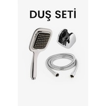 Kare Duş Başlığı Seti Gümüş Plastik Diğer