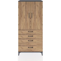Hyperion Dolap 3 Raflı 4 Çekmeceli 2 Kapaklı 88x44x195 Antrasit-çam Antrasit