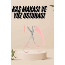 Cosmotex Kavisli Kaş Kirpik Düzeltici Bıyık Alma Taraklı Kaş Makası Yüz Bakım Seti Makas