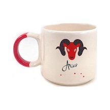 Koç Burcu Simgesi Baskılı Kırmızı Kulplu P Kupa