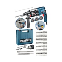 Steiner 4000 W Darbeli Kırıcı Delici Matkap + Mandren + 20 Parça Uç