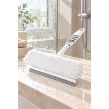 Softon Peluşlu Cam Sileceği 2 Si 1 Arada Bezli Cam Çekçek Çekpas Duşakabin Ve Pencere Temizleyici 19 Cm Beyaz-gri - 937050994